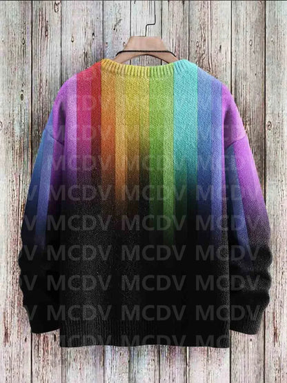 Vintage Gradient Art Print Casual Knit Pullover Sweater Women For Men Sweater