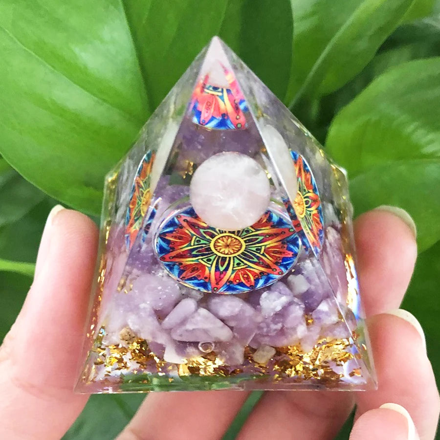 Energy Generator Crystal Gemstones Pyramid - ALOE WINGS STORE