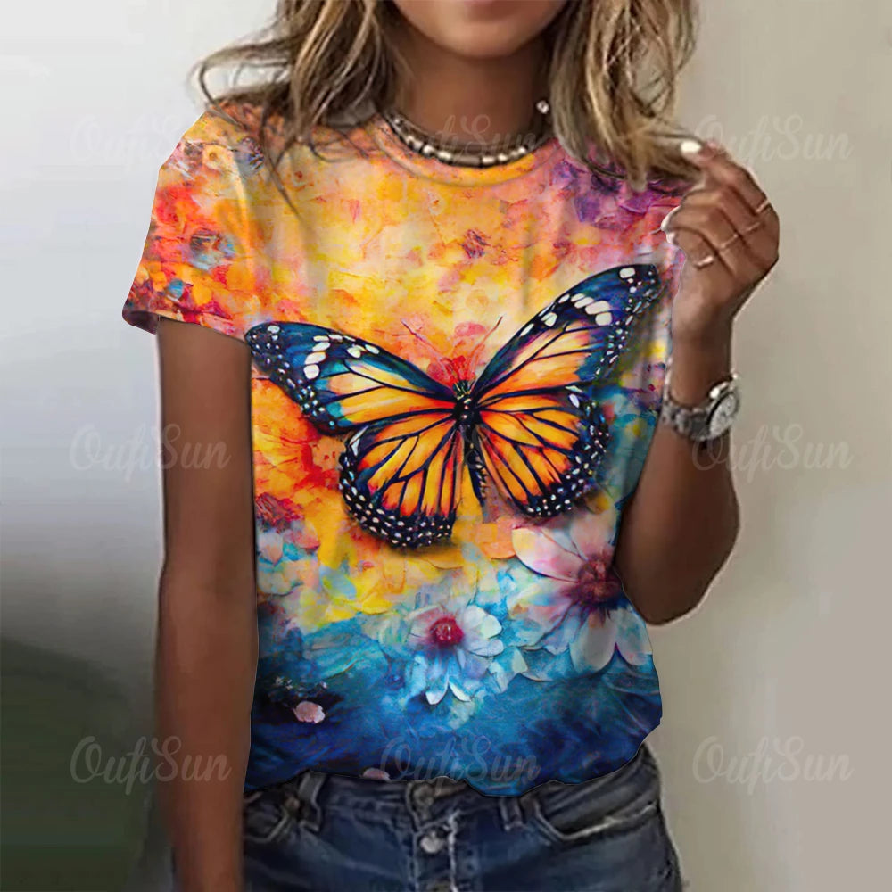 Glowing Butterfly Ladies T-Shirt [SELECTION] - ALOE WINGS STORE