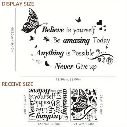 Inspirational Butterfly Wall Decal – Motivational Quote Sticker for Home, Office, Classroom & More