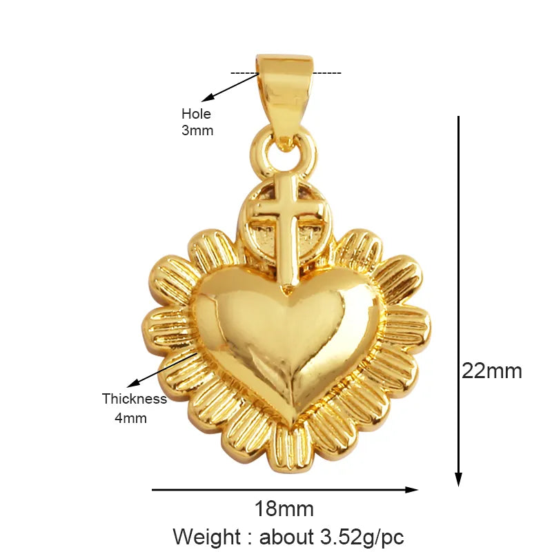 Sacred Red Love Heart Charm 18K Real Gold Plated Pendant - ALOE WINGS STORE