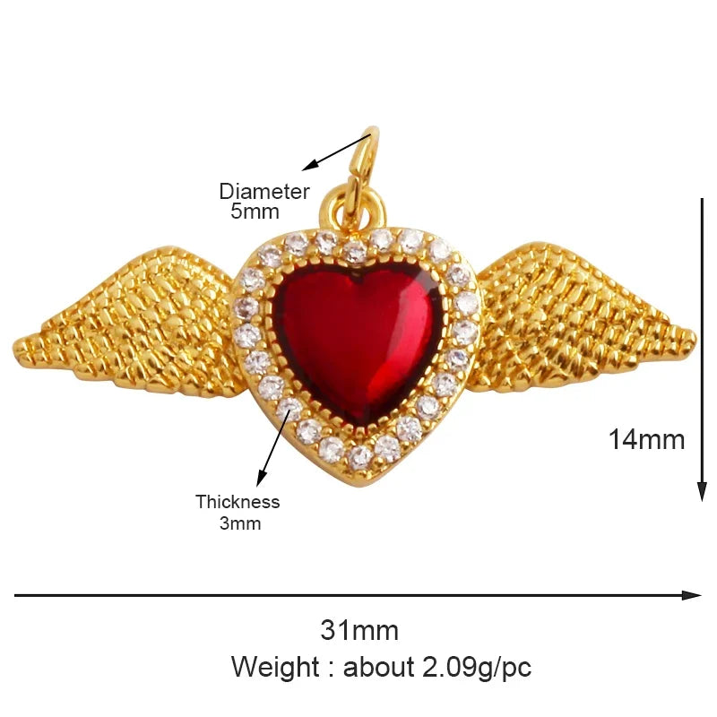 Sacred Red Love Heart Charm 18K Real Gold Plated Pendant-ALOE WINGS STORE