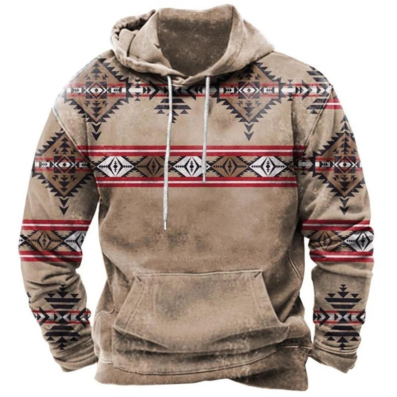 Vintage Native Indian-Inspired Harajuku Hoodie Sweatshirt for Men - ALOE WINGS STORE