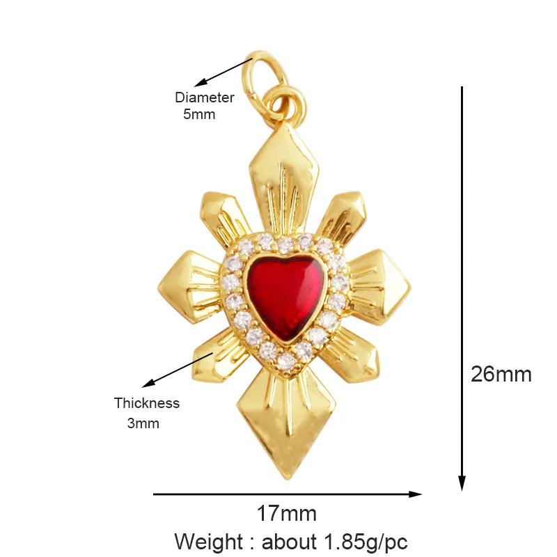 Sacred Red Love Heart Charm 18K Real Gold Plated Pendant - ALOE WINGS STORE