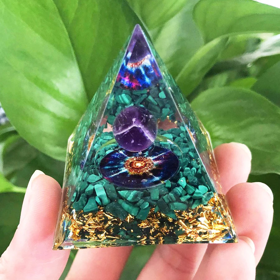 Energy Generator Crystal Gemstones Pyramid - ALOE WINGS STORE