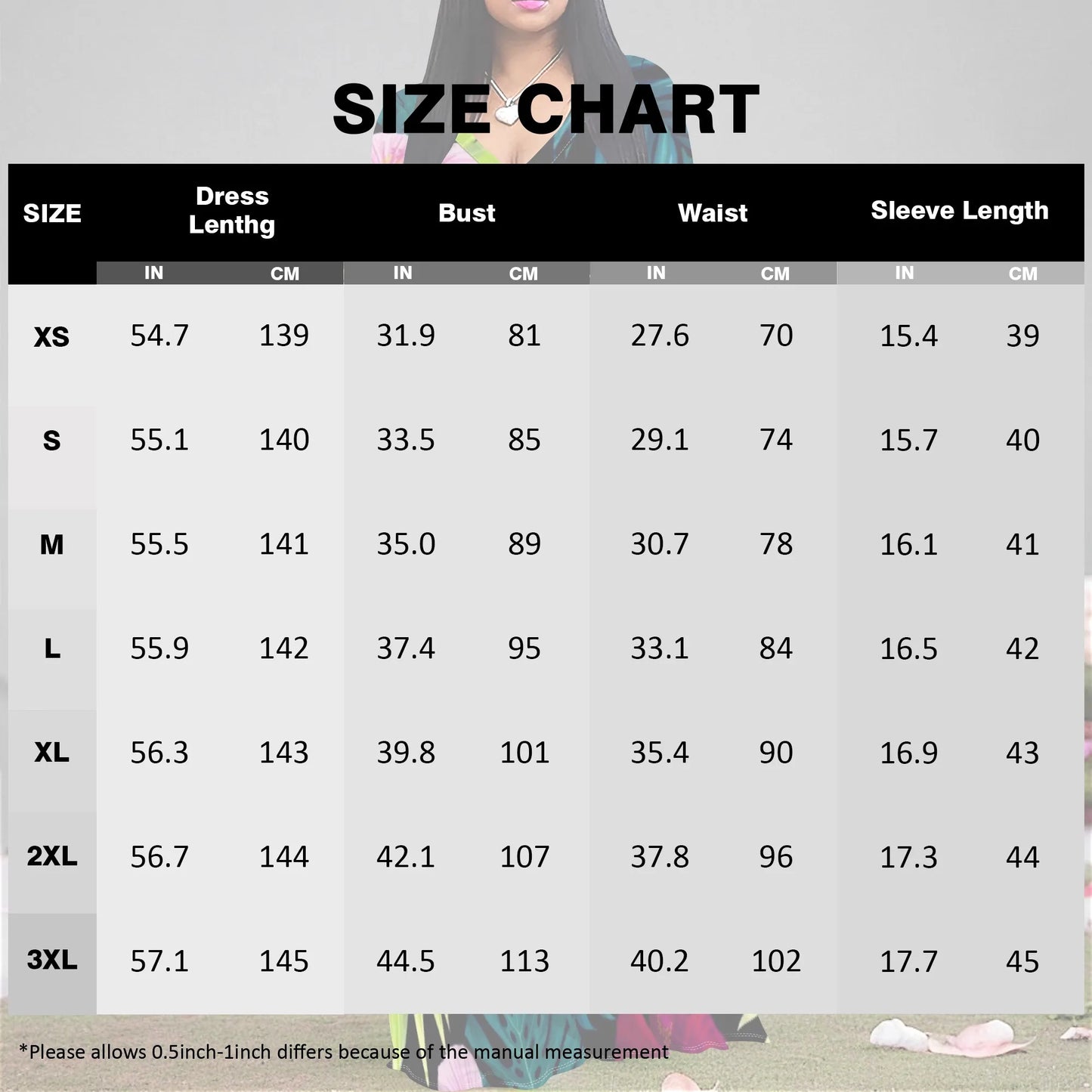 Black Tropical Floral Maxi Dresses S‑3XL V‑Neck Wrap Style with Tie Waist & 3/4 Sleeves