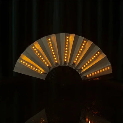 LED Light-Up Foldable Hand Fan – Glowing Neon Bamboo Fan for Dance, Concerts, & Performance Props