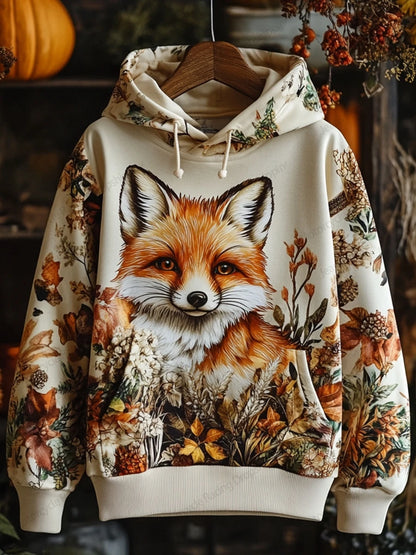 Back view of hoodie showing full print design — complete coverage of animal artwork