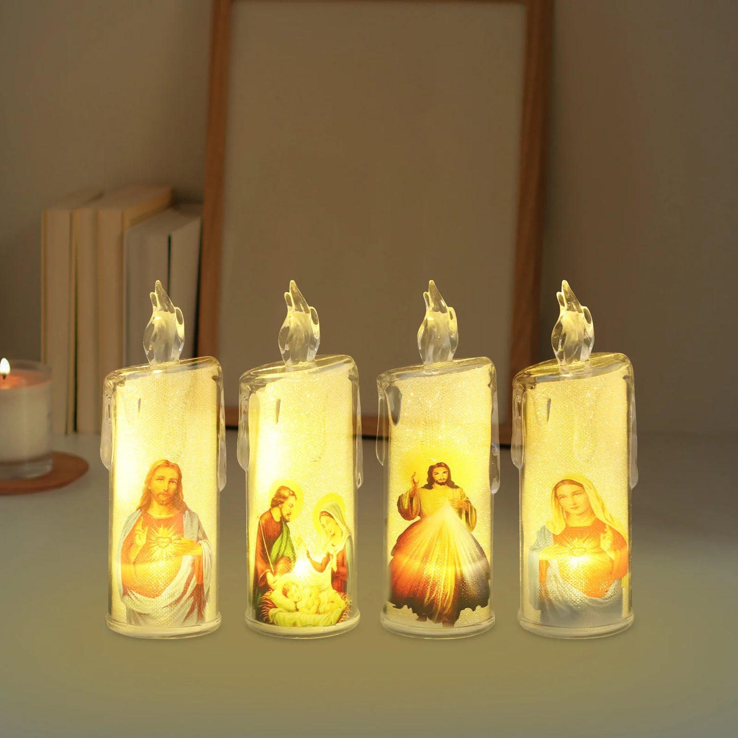 4 Pcs LED Jesus Lanterns for Holy Night