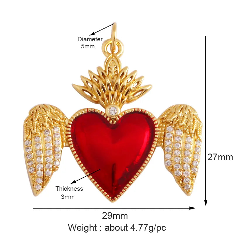 Sacred Red Love Heart Charm 18K Real Gold Plated Pendant - ALOE WINGS STORE