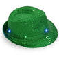 LED Sequin Fedora Hat & Glowing Necktie Set – Light-Up Festival & Party Accessories for Kids & Adults