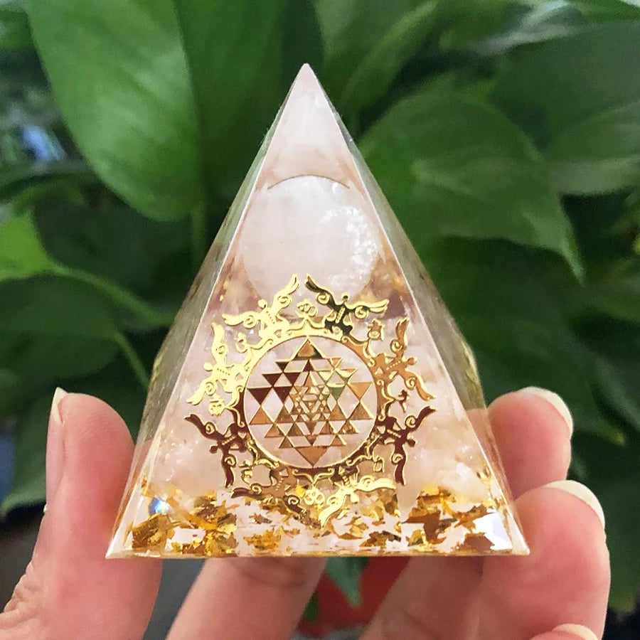 Energy Generator Crystal Gemstones Pyramid - ALOE WINGS STORE