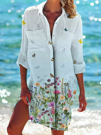 1.Boho Style Summer Cover-Up – Women's Tropical Print Beach Blouse Selection