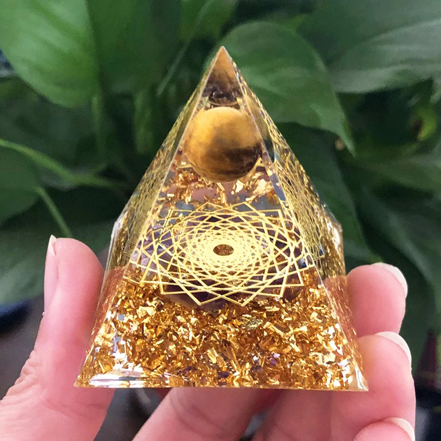 Energy Generator Crystal Gemstones Pyramid - ALOE WINGS STORE