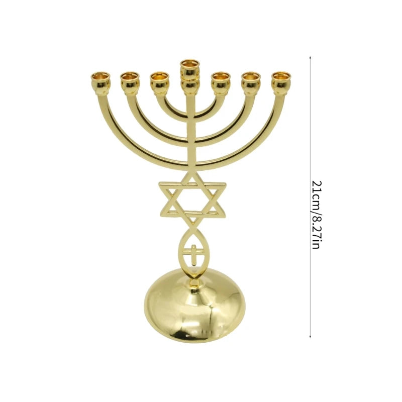 7-Branch Sacred Hanukkah Menorah - Jerusalem Design - ALOE WINGS STORE