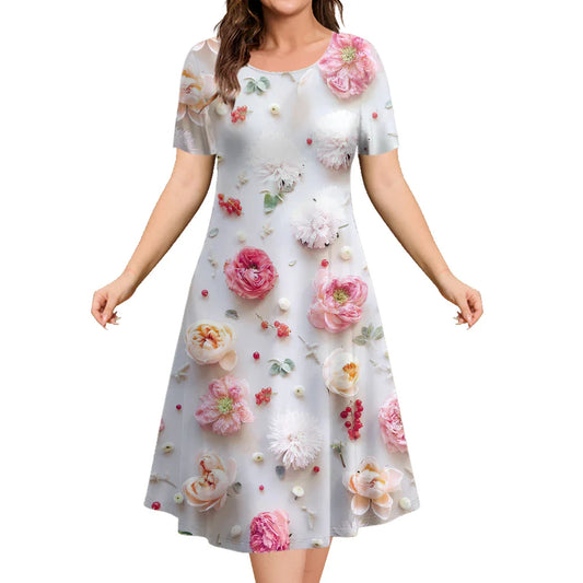 Glossy Floral Ladies Sun Dress-ALOE WINGS STORE