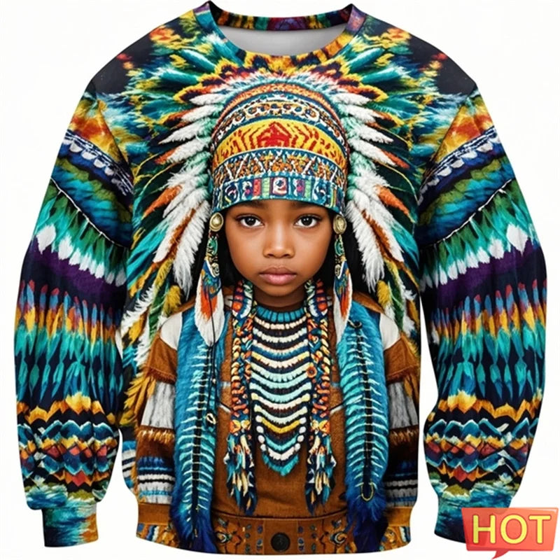 1.Colorful Native-Inspired Unisex Harajuku Ethnic O-Neck Long-Sleeve Sweatshirts (Small to Oversize) [SELECTION] - ALOE WINGS STORE