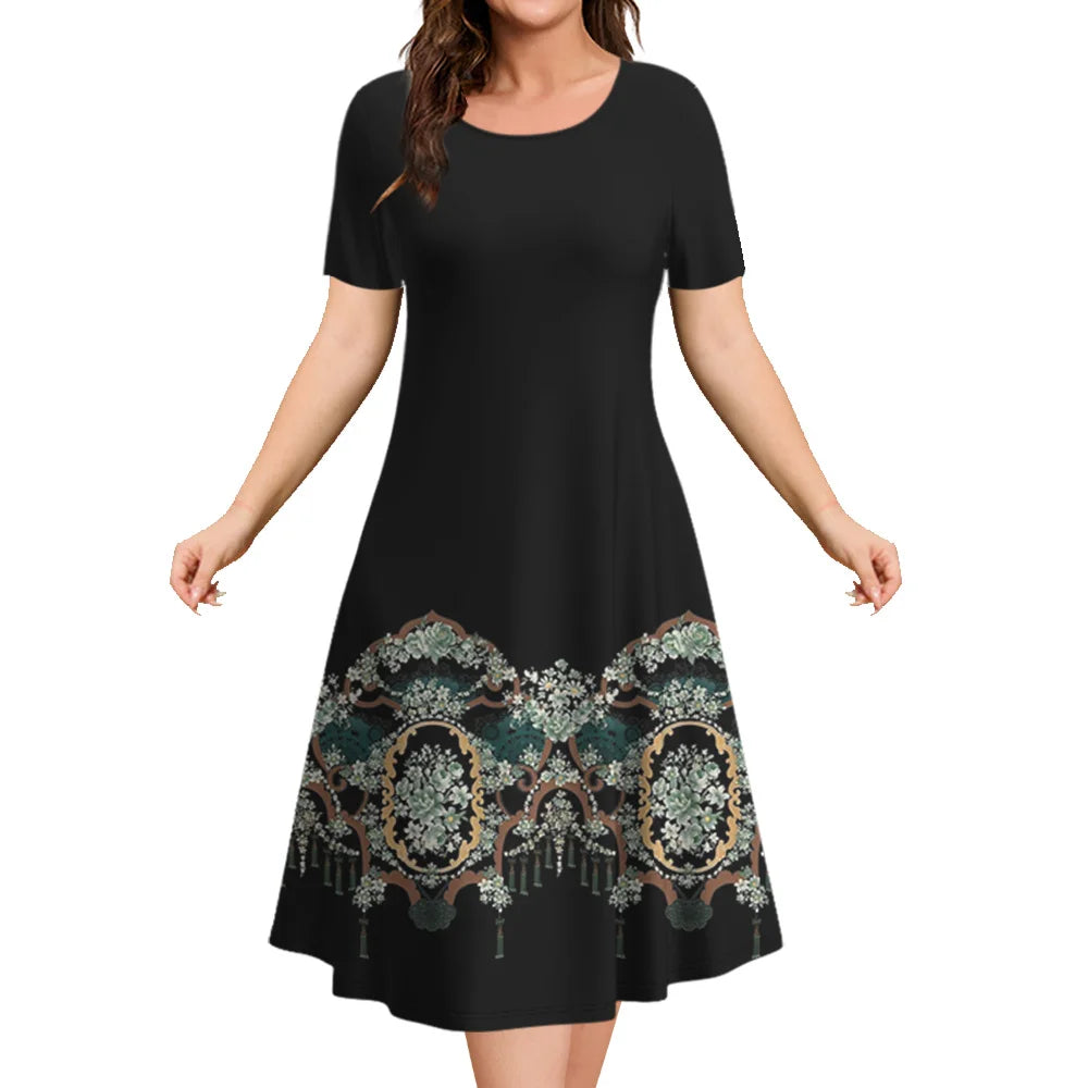 Black Floral Classy Floral Ladies Sun Dress - ALOE WINGS STORE