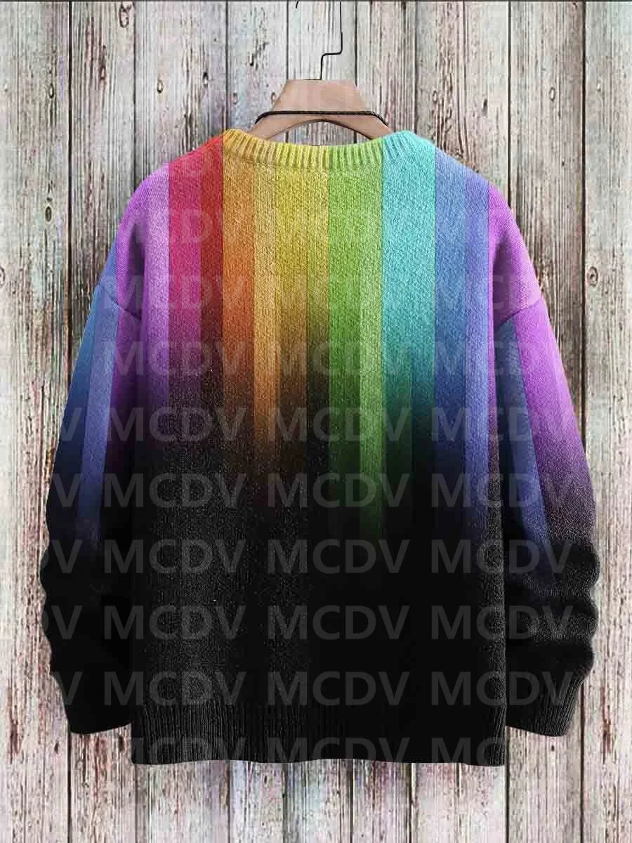 Vintage Gradient Art Print Casual Knit Pullover Sweater Women For Men Sweater