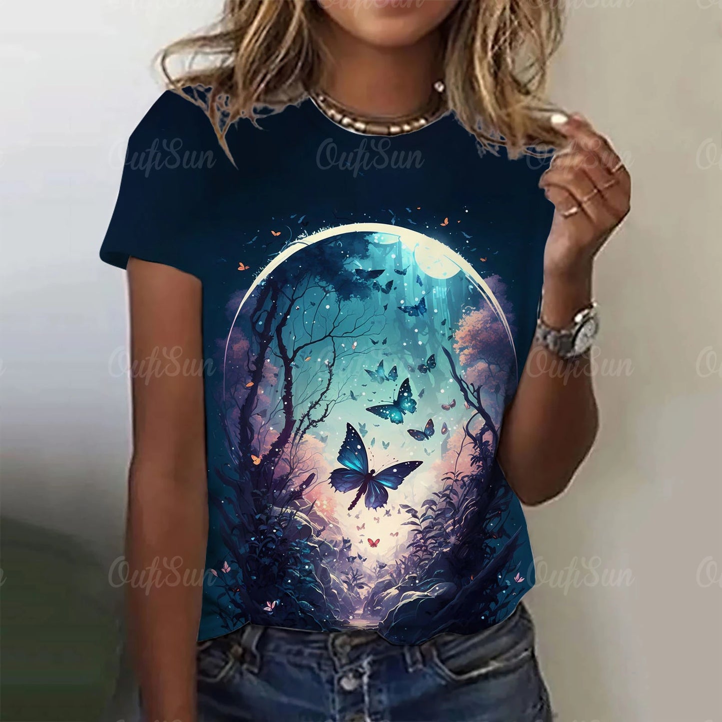 Glowing Butterfly Ladies T-Shirt [SELECTION] - ALOE WINGS STORE