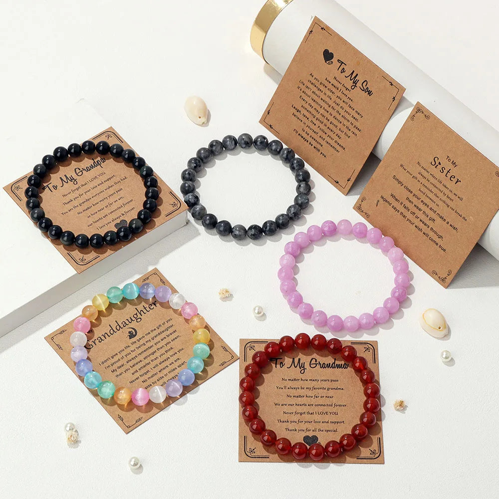 Natural Stone Bead Bracelet With Information Card SELECTION - ALOE WINGS STORE