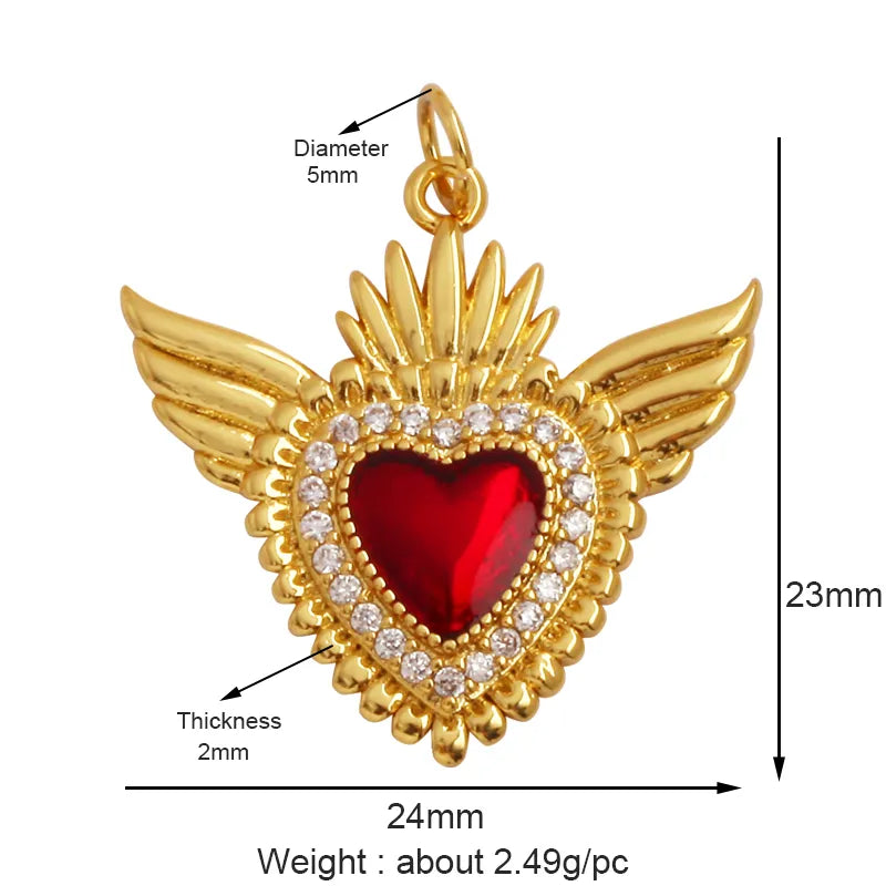 Sacred Red Love Heart Charm 18K Real Gold Plated Pendant - ALOE WINGS STORE