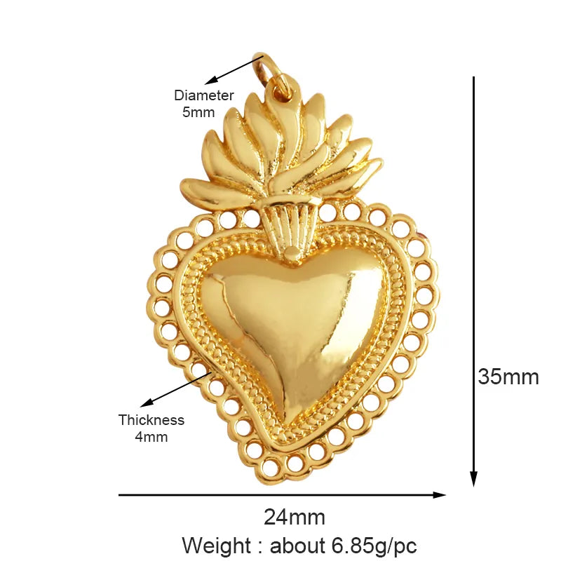 Sacred Red Love Heart Charm 18K Real Gold Plated Pendant - ALOE WINGS STORE