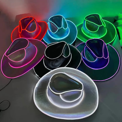 LED Light-Up Cowboy & Cowgirl Hat – Luminous Western Party Cap for Dancing, Dress-Up & Festivals