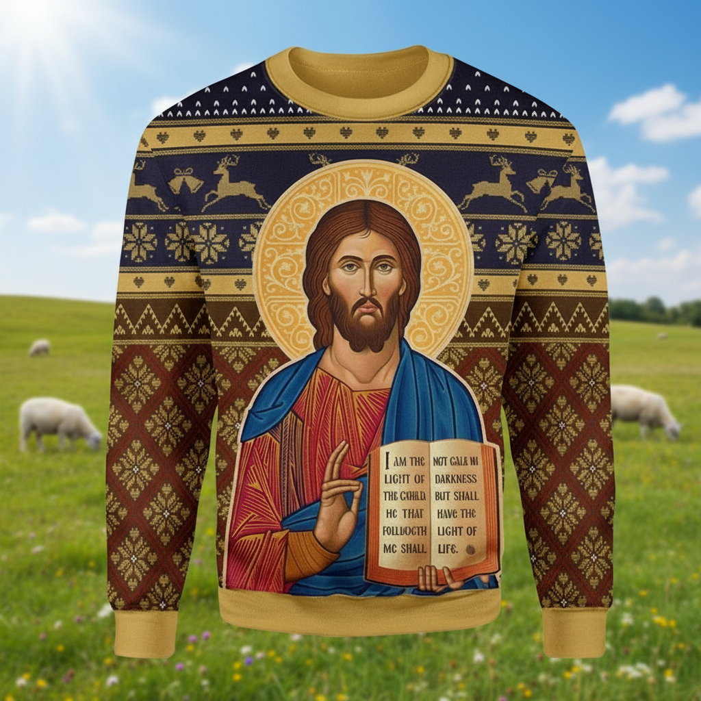 2.Retro Christian 3D Printed Sweatshirt for Men – Faith Streetwear Pullover with Religious Art, O-Neck Knit Sweater for Daily Wear – Plus Size XS-6XL