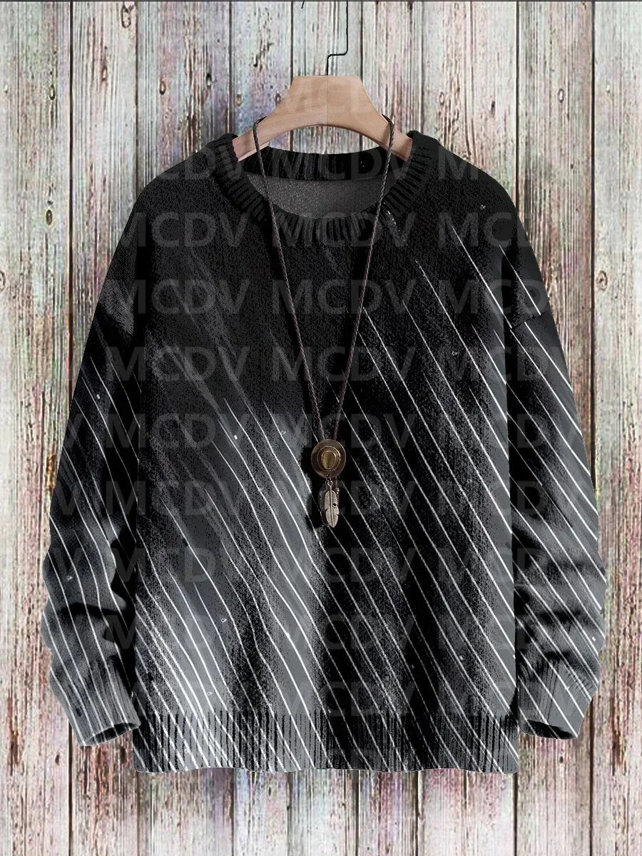 Vintage Gradient Art Print Casual Knit Pullover Sweater Women For Men Sweater