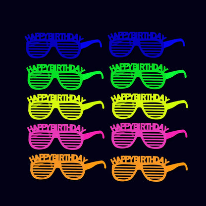 UV Glow Party Accessories Set – Neon Hat, Glasses, Bracelet, Necklace & Gloves for Birthday, Wedding & Festival Dress-Up Decor