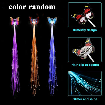 LED Fibre Optic Hair Clips – Light-Up Flash Braids & Luminous Hair Barrettes for Birthdays, Weddings, Parties & Carnivals
