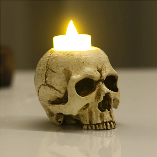 Gothic Skull Bone Candle Stand for Desktop