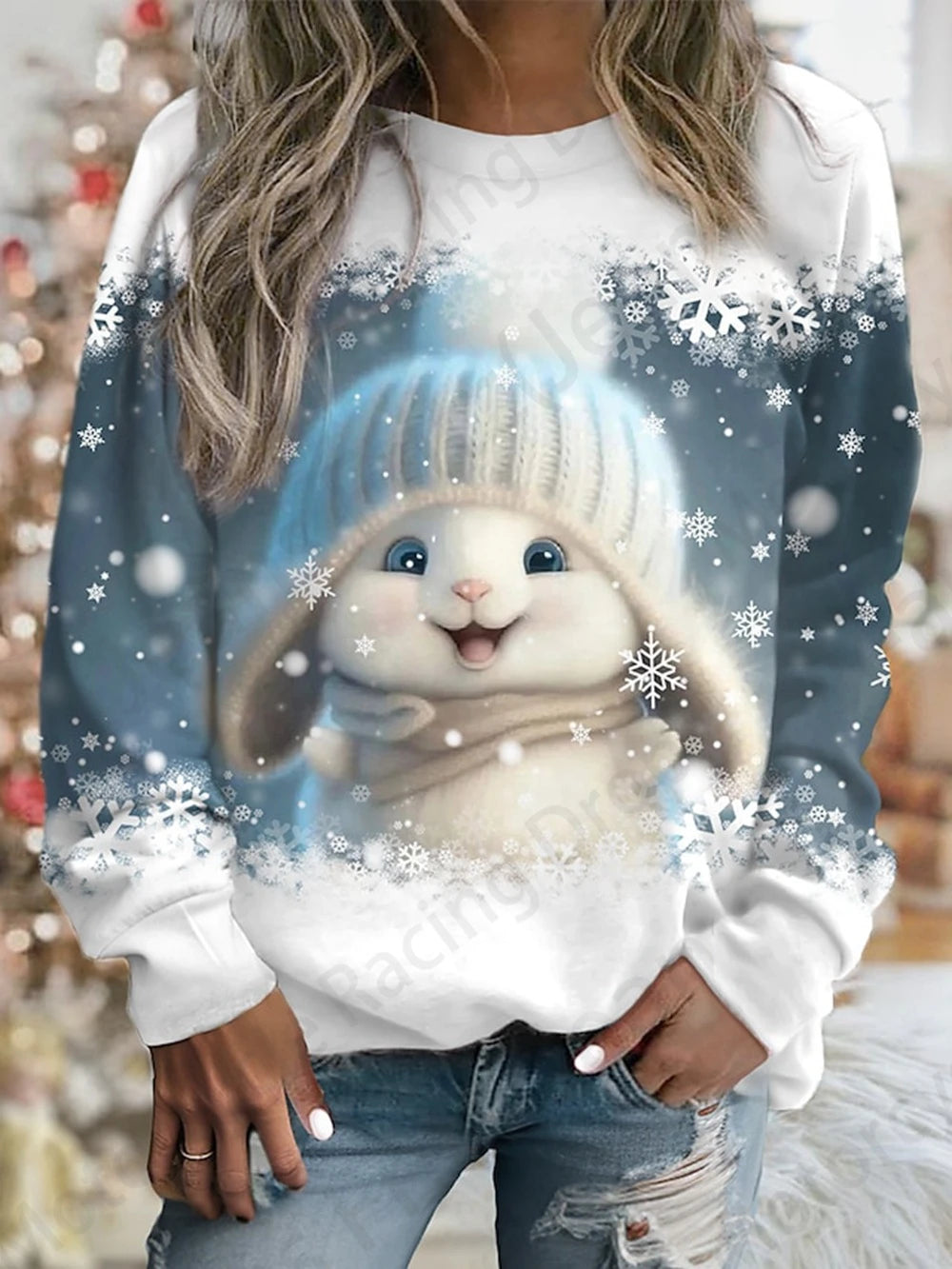 Cute Rabbit Women's O-Neck Sweatshirt Collection - ALOE WINGS STORE