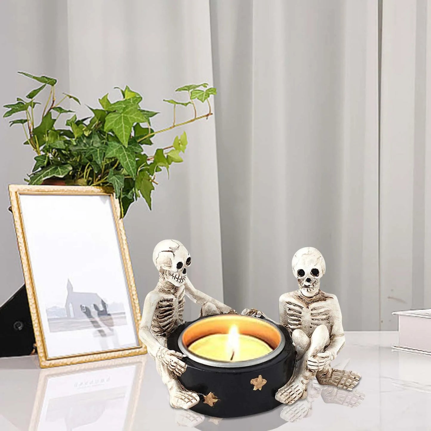 Gothic Skeletons Candlestick Holder