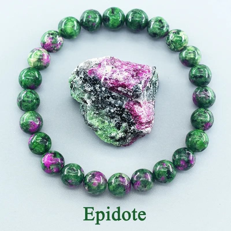 Geniune Natural Epidote Zoisite Stone & Other Semi-Precious Stones Bead Bracelet Quartz [SELECTION] - ALOE WINGS STORE