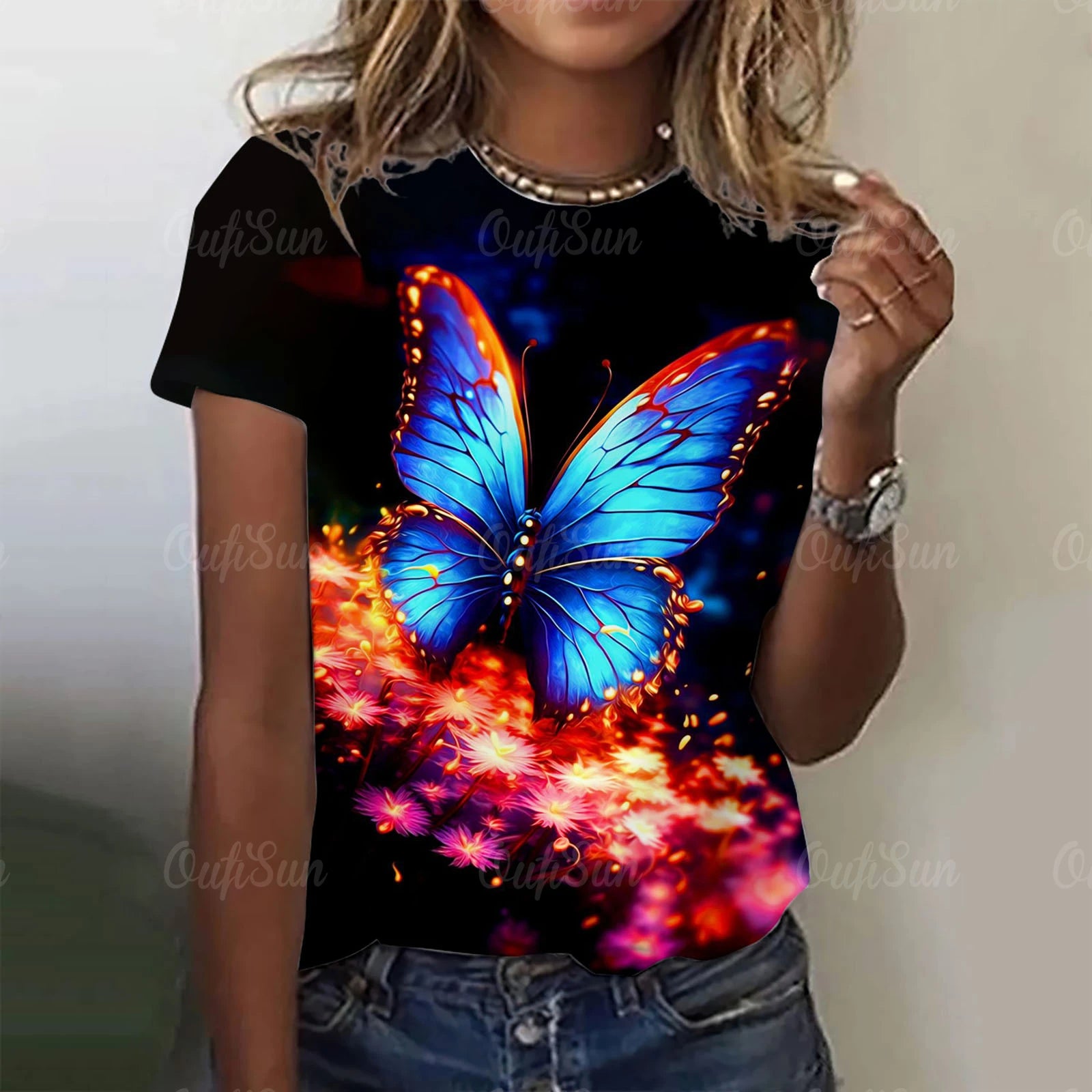 Glowing Butterfly Ladies T-Shirt [SELECTION] - ALOE WINGS STORE