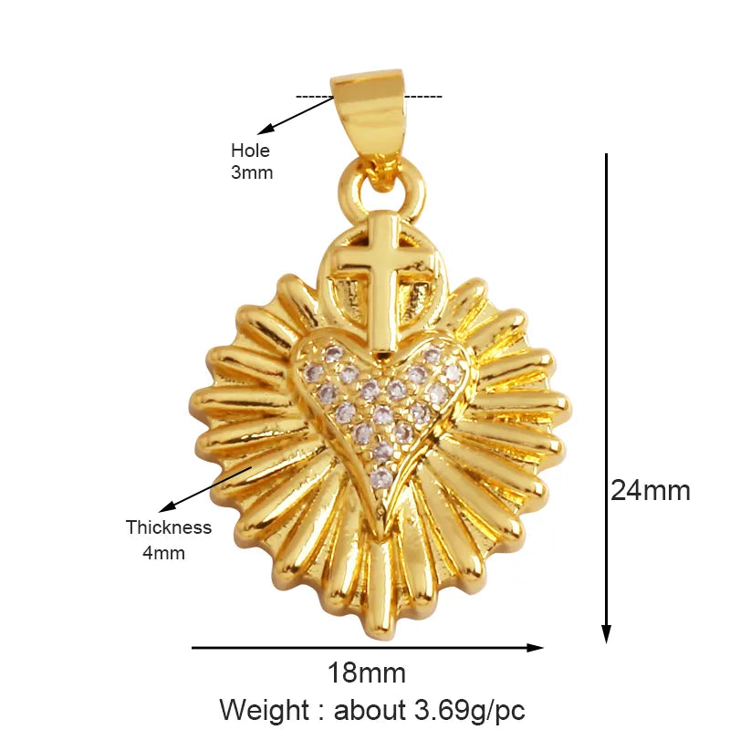 Sacred Red Love Heart Charm 18K Real Gold Plated Pendant - ALOE WINGS STORE