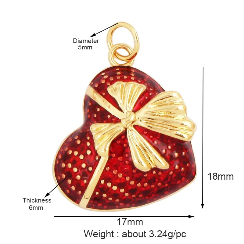 Sacred Red Love Heart Charm 18K Real Gold Plated Pendant-ALOE WINGS STORE