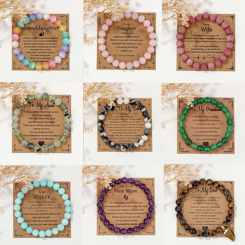 Natural Stone Bead Bracelet With Information Card SELECTION - ALOE WINGS STORE