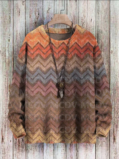 Vintage Gradient Art Print Casual Knit Pullover Sweater Women For Men Sweater