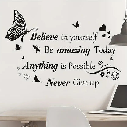 Inspirational Butterfly Wall Decal – Motivational Quote Sticker for Home, Office, Classroom & More