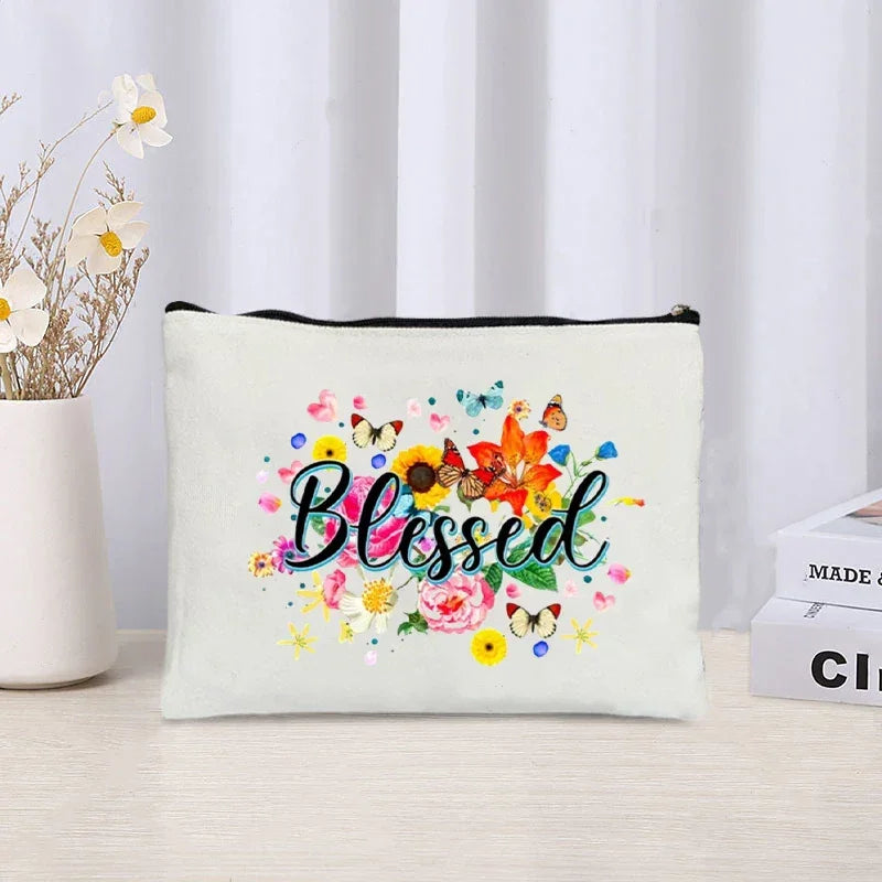 Inspirational Christian Canvas Makeup Bag - Faith-Based Travel Pouch & Scripture Accessory Organiser