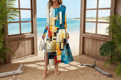 Women's Abstract Art Print A-Line Dress