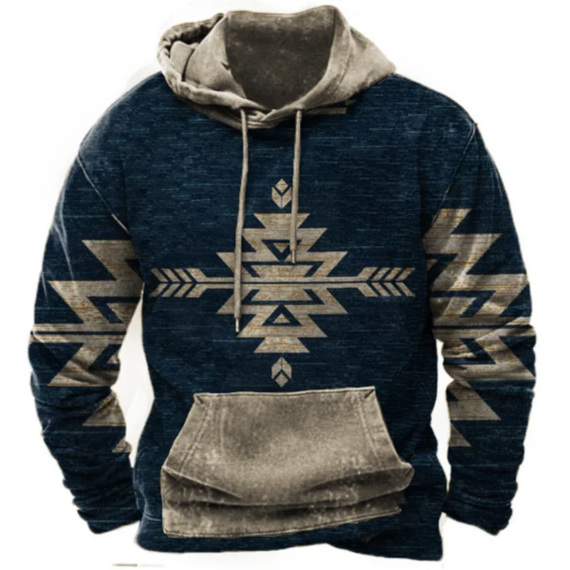 Vintage Native Indian-Inspired Harajuku Hoodie Sweatshirt for Men - ALOE WINGS STORE