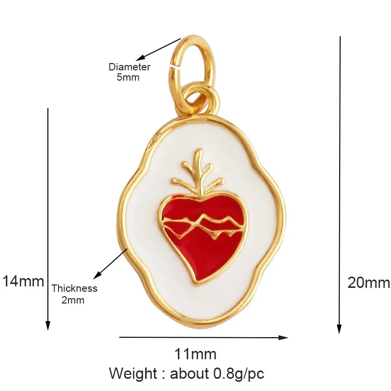 Sacred Red Love Heart Charm 18K Real Gold Plated Pendant - ALOE WINGS STORE