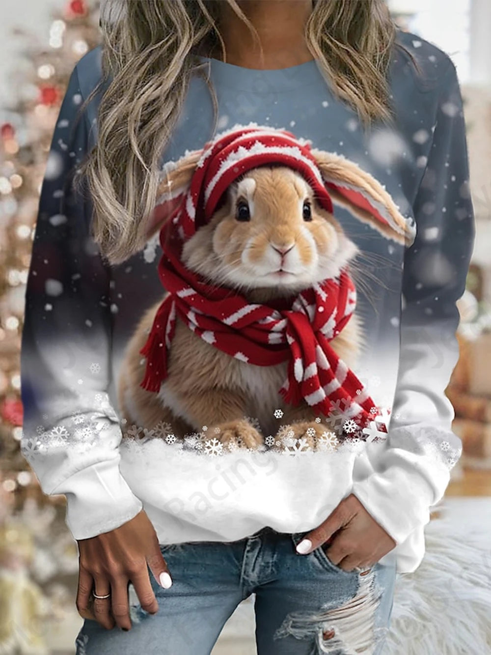 Cute Rabbit Women's O-Neck Sweatshirt Collection - ALOE WINGS STORE