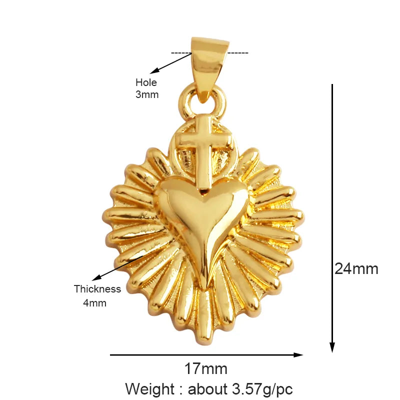 Sacred Red Love Heart Charm 18K Real Gold Plated Pendant - ALOE WINGS STORE