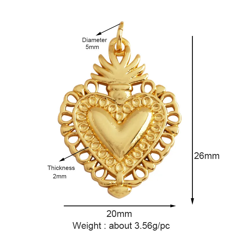 Sacred Red Love Heart Charm 18K Real Gold Plated Pendant - ALOE WINGS STORE