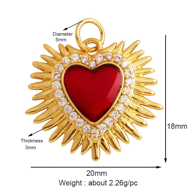 Sacred Red Love Heart Charm 18K Real Gold Plated Pendant - ALOE WINGS STORE